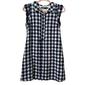 Dear Creatures Dress Womens‎ XS Blue Mini Gingham Check Babydoll Shirtdress Y2k